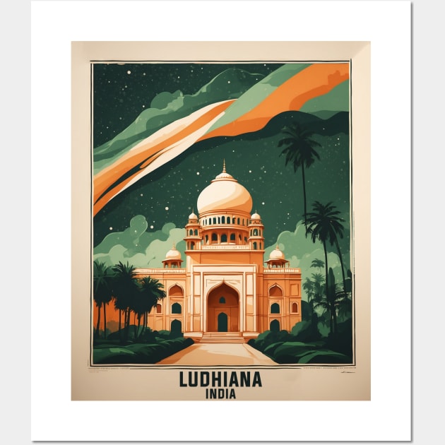 Ludhiana India Starry Night Vintage Tourism Travel Wall Art by TravelersGems